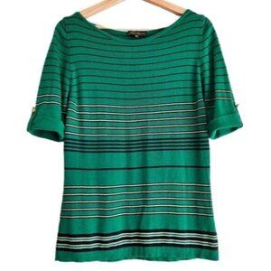 LUISA SPAGNOLI | Wool Blend Fine Knit Stripe Tee Shell Sz M